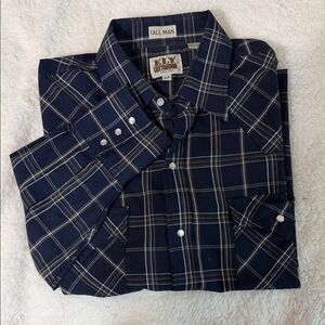Ely Cattleman Dark Blue Checkered Men's Shirt